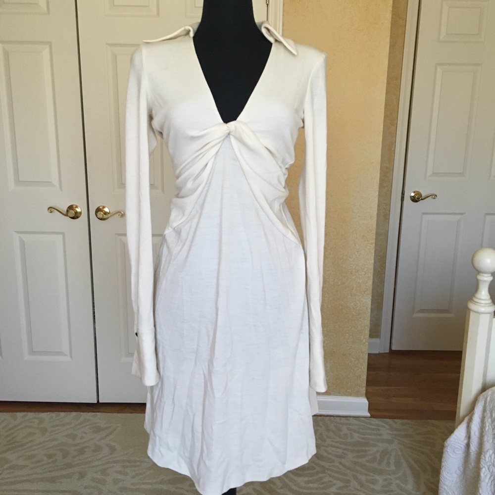 NEW DVF CASHMERE WHITE CREME SWEATER DRESS